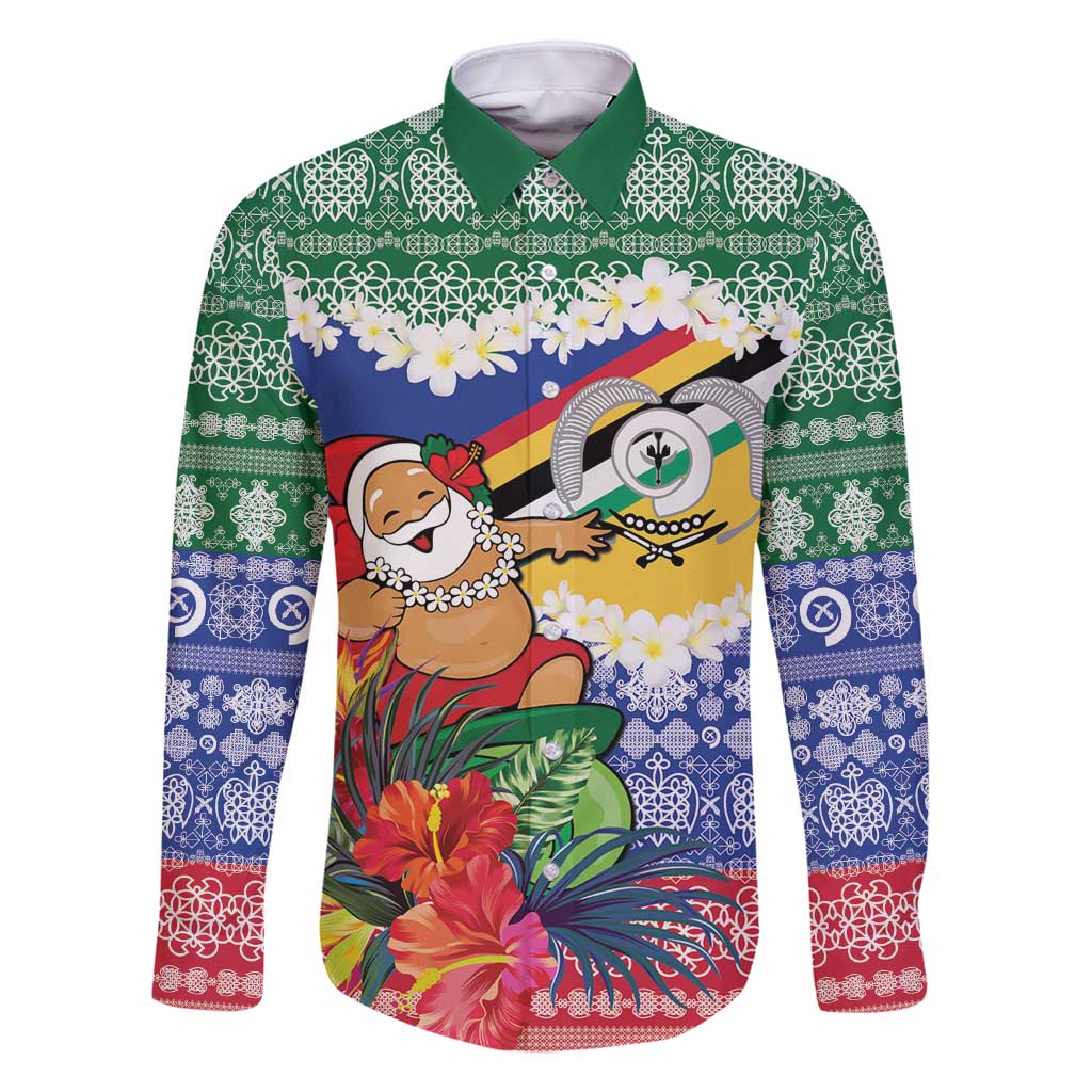 Personalised Torba Joyeux Noel Family Matching Off Shoulder Short Dress and Hawaiian Shirt Proud To Be a Ni-Van Sand Drawing Art LT9 Dad's Shirt - Long Sleeve Green - Polynesian Pride