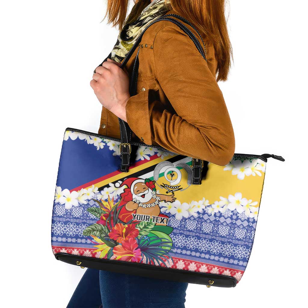 Personalised Torba Joyeux Noel Leather Tote Bag Proud To Be a Ni-Van Sand Drawing Art - Polynesian Pride