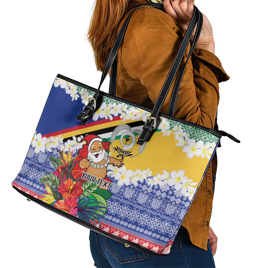 Personalised Torba Joyeux Noel Leather Tote Bag Proud To Be a Ni-Van Sand Drawing Art - Polynesian Pride