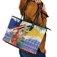 Personalised Torba Joyeux Noel Leather Tote Bag Proud To Be a Ni-Van Sand Drawing Art - Polynesian Pride
