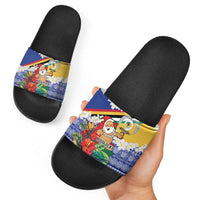 Personalised Torba Joyeux Noel Slide Sandals Proud To Be a Ni-Van Sand Drawing Art - Polynesian Pride