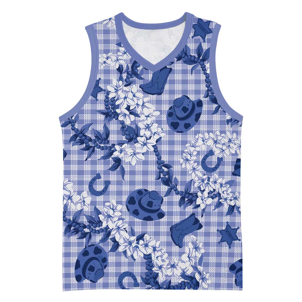 Mokihana Maile Ilima Leis Paniolo Palaka Basketball Jersey Hawaiian Polu Spirit LT9 Unisex Blue - Polynesian Pride
