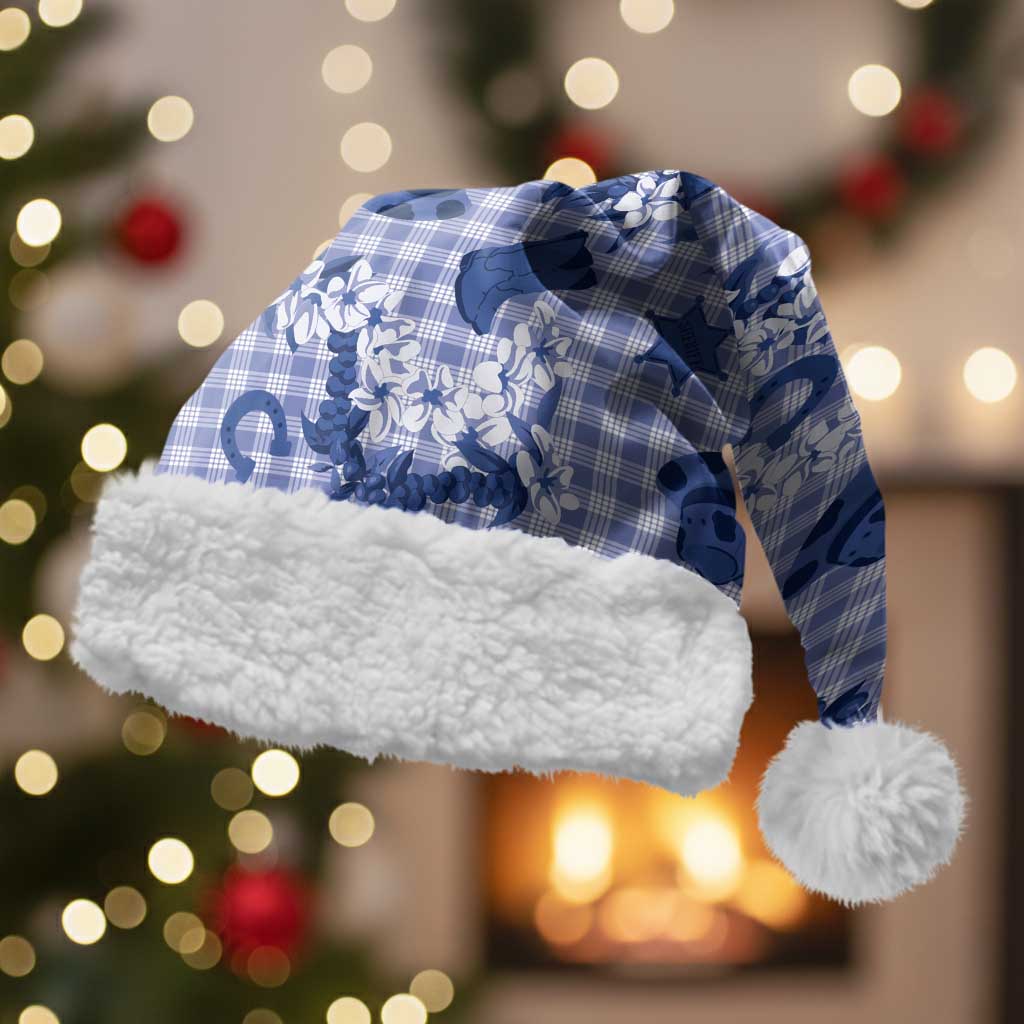 Mokihana Maile Ilima Leis Paniolo Palaka Christmas Santa Hat Hawaiian Polu Spirit LT9 With Fur Blue - Polynesian Pride
