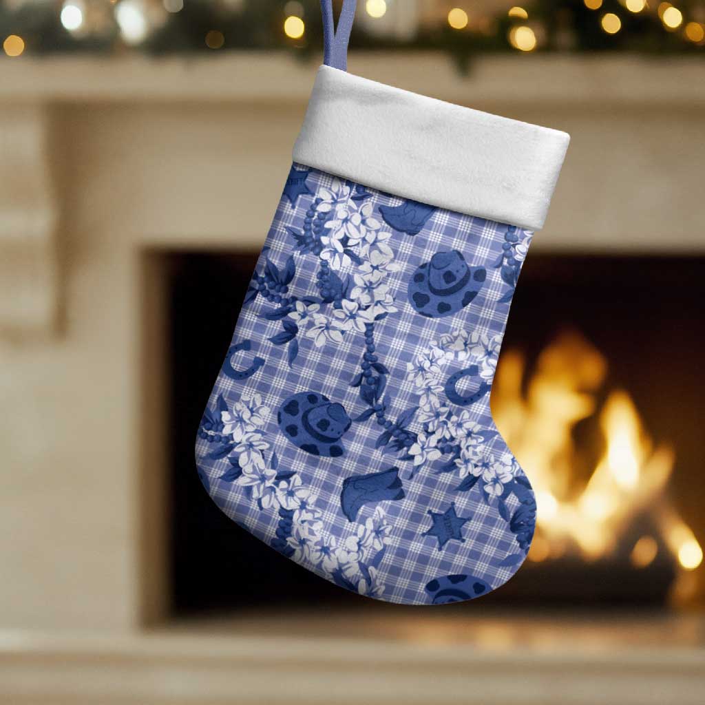 Mokihana Maile Ilima Leis Paniolo Palaka Christmas Stocking Hawaiian Polu Spirit LT9 Set of 2 Blue - Polynesian Pride