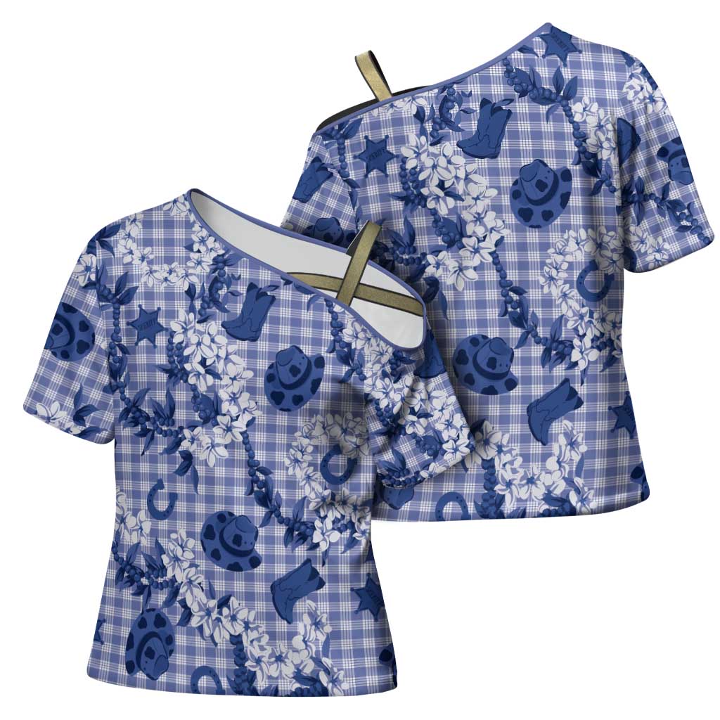 Mokihana Maile Ilima Leis Paniolo Palaka Cross Shoulder Shirt Hawaiian Polu Spirit LT9 - Polynesian Pride