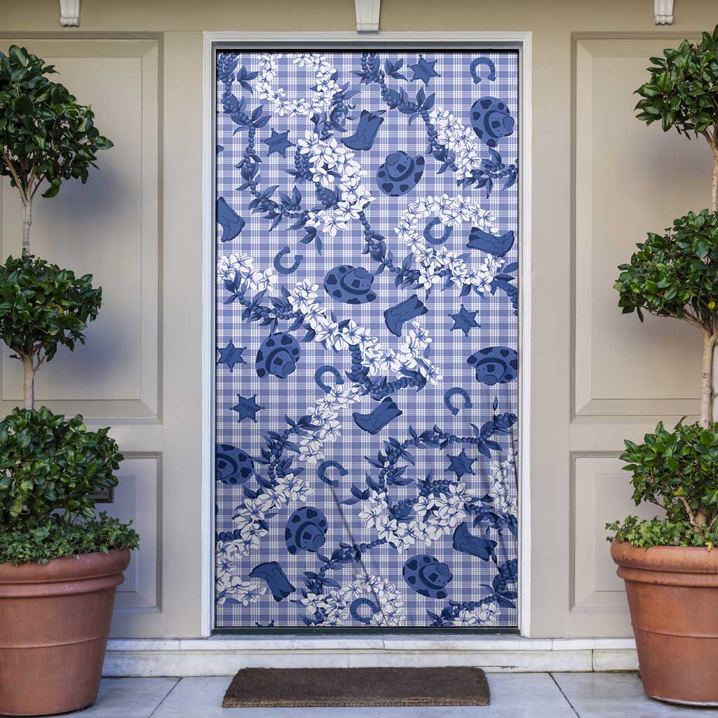 Mokihana Maile Ilima Leis Paniolo Palaka Door Cover Hawaiian Polu Spirit LT9 Blue - Polynesian Pride