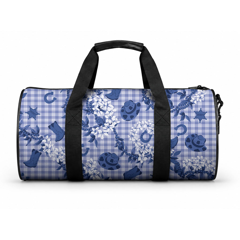 Mokihana Maile Ilima Leis Paniolo Palaka Duffle Bag Hawaiian Polu Spirit LT9 One size Blue - Polynesian Pride