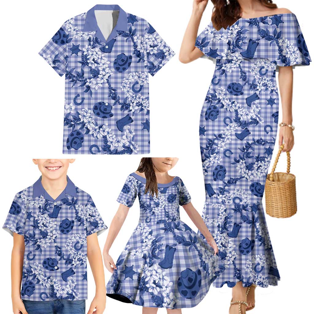 Mokihana Maile Ilima Leis Paniolo Palaka Family Matching Mermaid Dress and Hawaiian Shirt Hawaiian Polu Spirit LT9 - Polynesian Pride