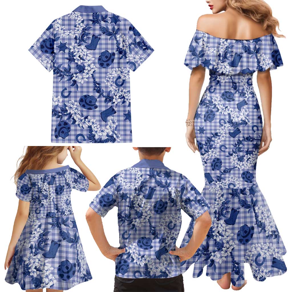 Mokihana Maile Ilima Leis Paniolo Palaka Family Matching Mermaid Dress and Hawaiian Shirt Hawaiian Polu Spirit LT9 - Polynesian Pride