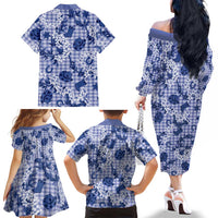Mokihana Maile Ilima Leis Paniolo Palaka Family Matching Off The Shoulder Long Sleeve Dress and Hawaiian Shirt Hawaiian Polu Spirit LT9 - Polynesian Pride