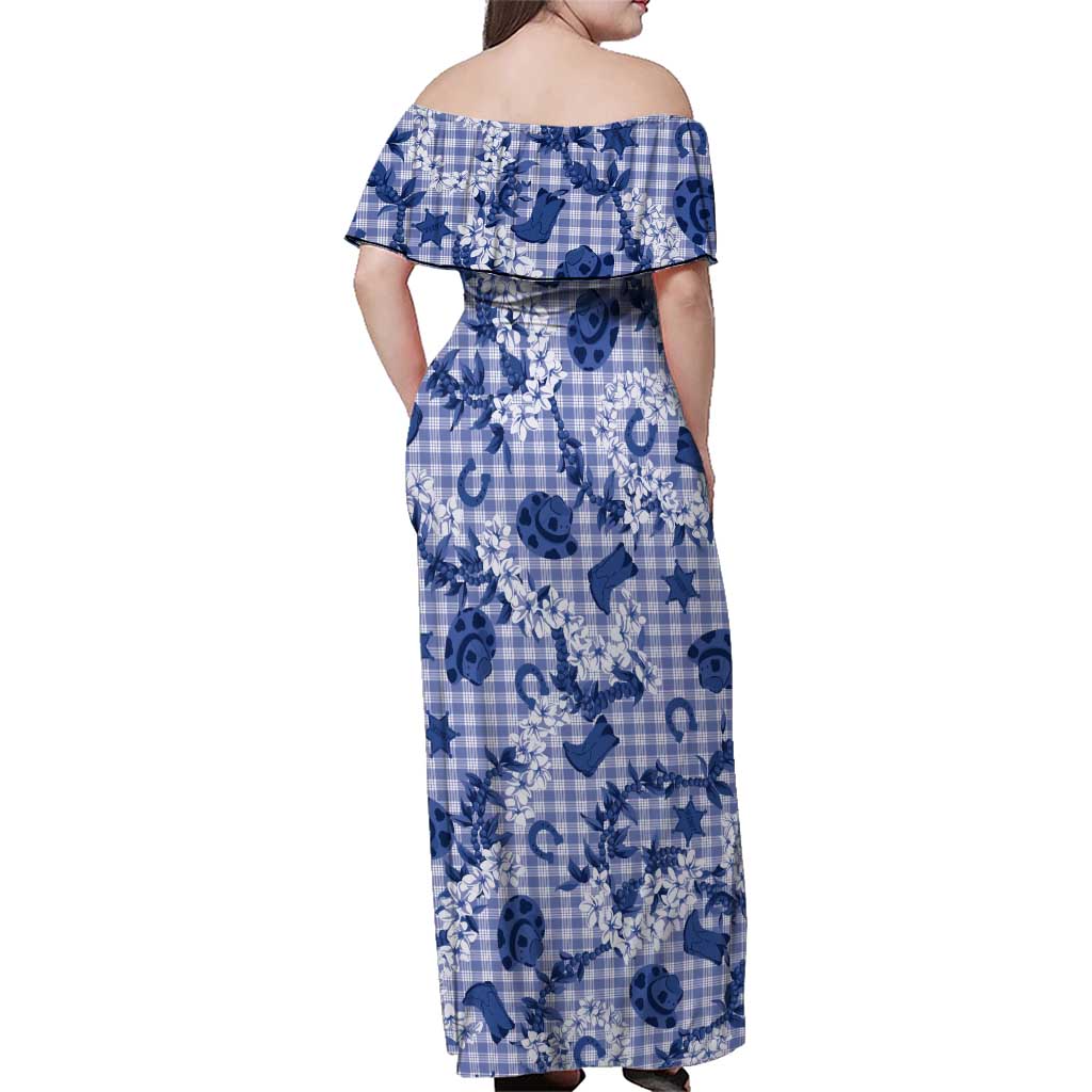 Mokihana Maile Ilima Leis Paniolo Palaka Family Matching Off Shoulder Maxi Dress and Hawaiian Shirt Hawaiian Polu Spirit LT9 - Polynesian Pride