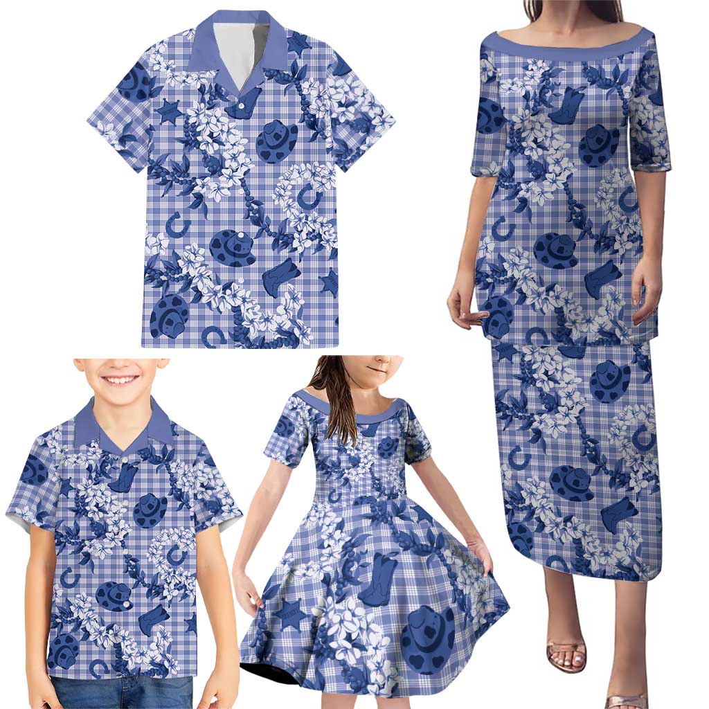 Mokihana Maile Ilima Leis Paniolo Palaka Family Matching Puletasi and Hawaiian Shirt Hawaiian Polu Spirit - Polynesian Pride