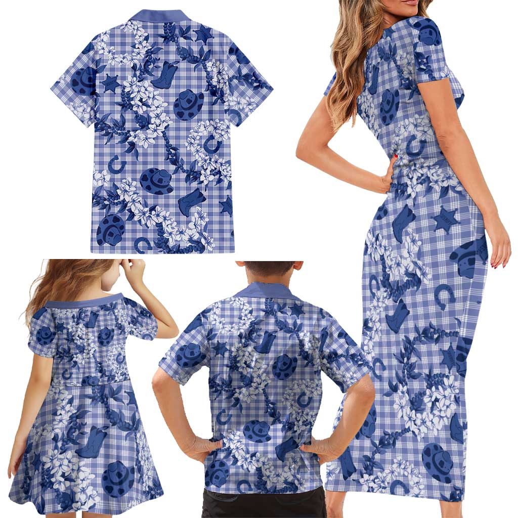 Mokihana Maile Ilima Leis Paniolo Palaka Family Matching Short Sleeve Bodycon Dress and Hawaiian Shirt Hawaiian Polu Spirit LT9 - Polynesian Pride