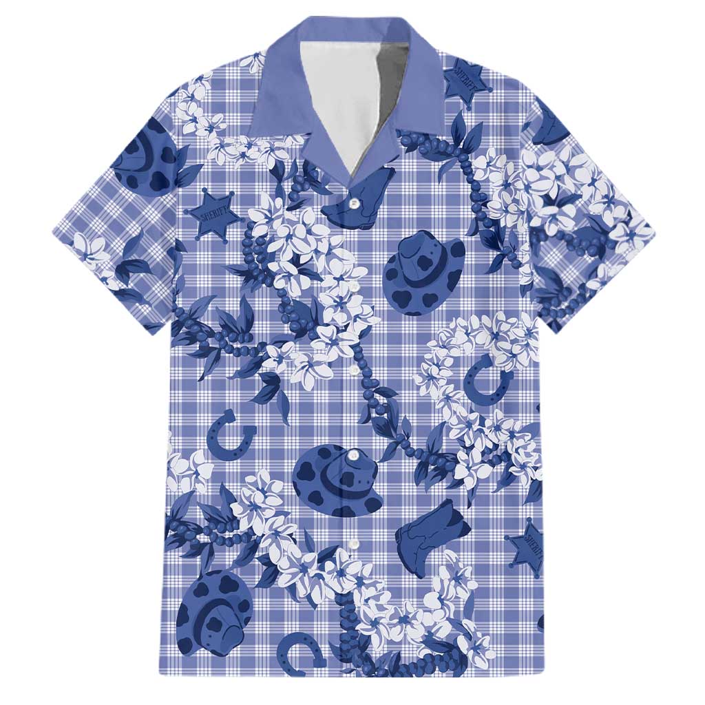 Mokihana Maile Ilima Leis Paniolo Palaka Family Matching Summer Maxi Dress and Hawaiian Shirt Hawaiian Polu Spirit LT9 Dad's Shirt - Short Sleeve Blue - Polynesian Pride