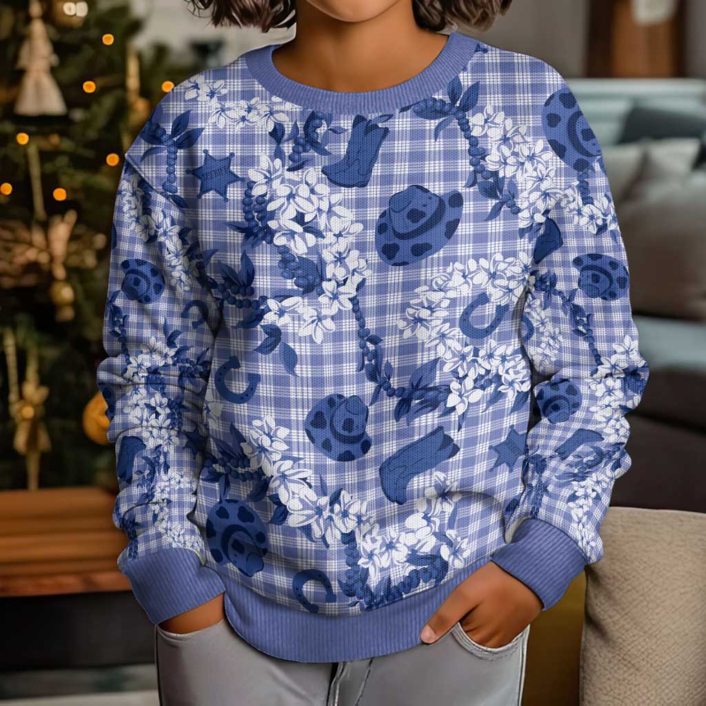 Mokihana Maile Ilima Leis Paniolo Palaka Kid Ugly Christmas Sweater Hawaiian Polu Spirit LT9 - Polynesian Pride