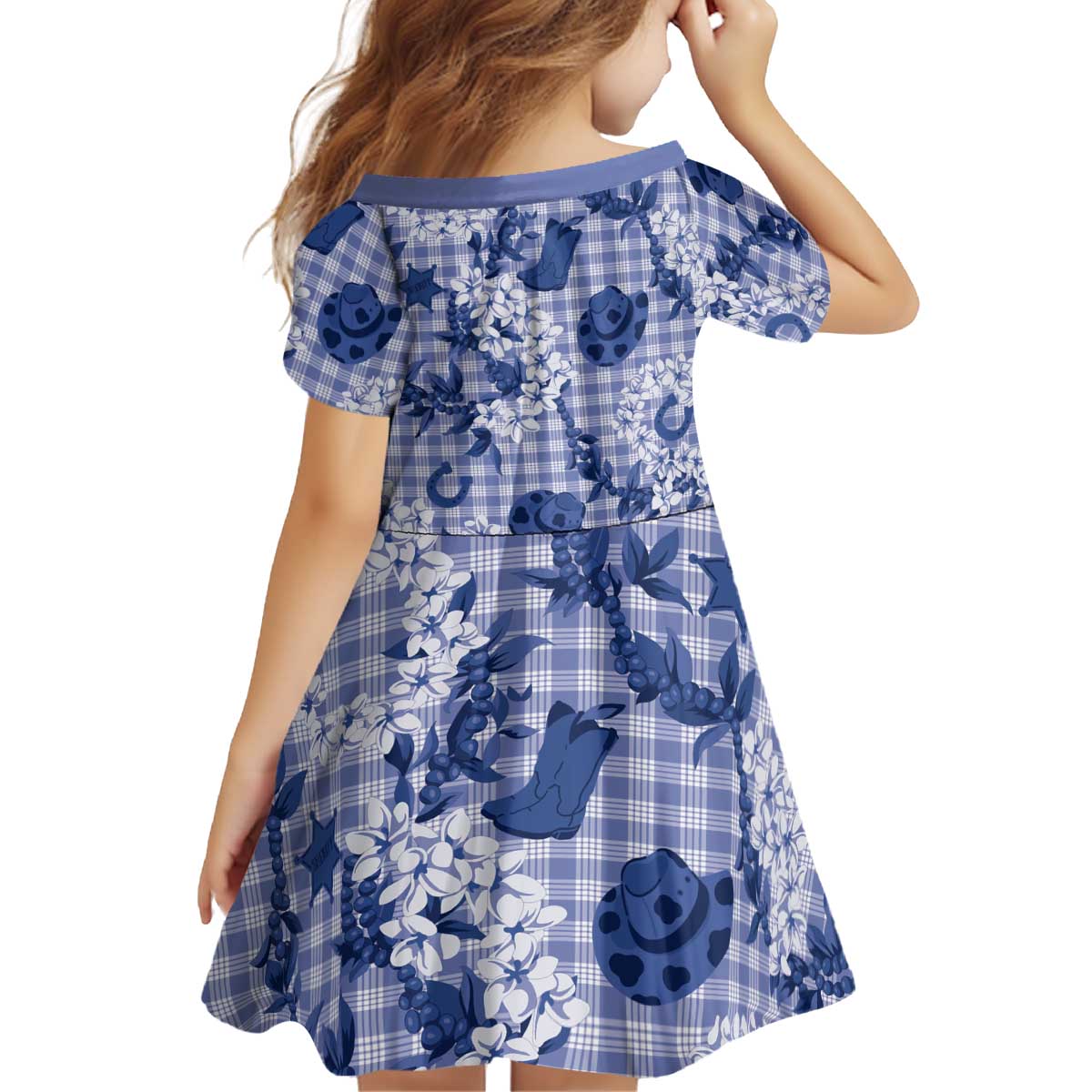 Mokihana Maile Ilima Leis Paniolo Palaka Kid Short Sleeve Dress Hawaiian Polu Spirit LT9 - Polynesian Pride