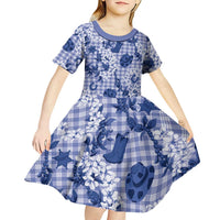 Mokihana Maile Ilima Leis Paniolo Palaka Kid Short Sleeve Dress Hawaiian Polu Spirit LT9 - Polynesian Pride