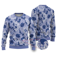 Mokihana Maile Ilima Leis Paniolo Palaka Ugly Christmas Sweater Hawaiian Polu Spirit LT9 Blue - Polynesian Pride