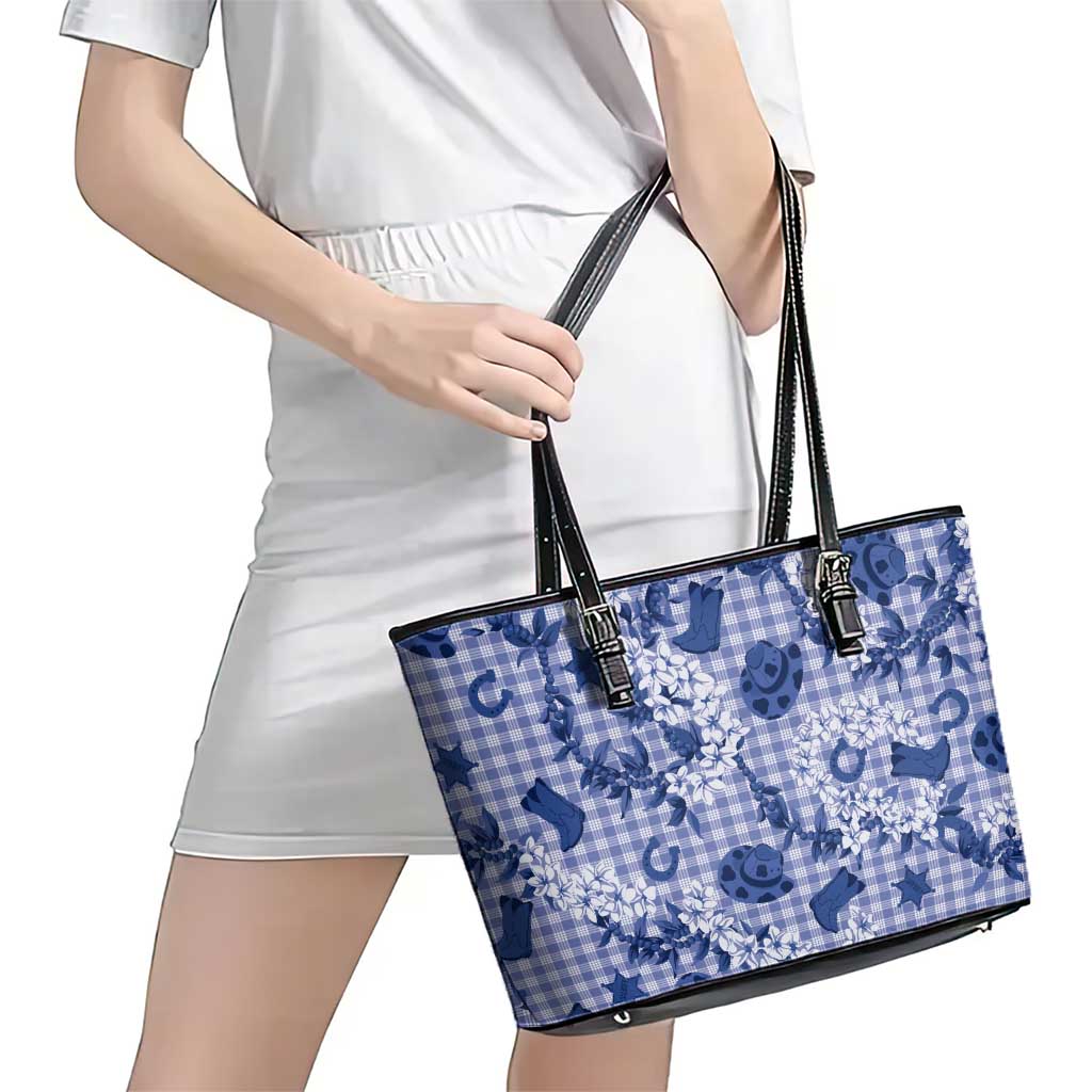 Mokihana Maile Ilima Leis Paniolo Palaka Leather Tote Bag Hawaiian Polu Spirit LT9 - Polynesian Pride