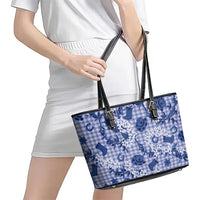 Mokihana Maile Ilima Leis Paniolo Palaka Leather Tote Bag Hawaiian Polu Spirit LT9 - Polynesian Pride