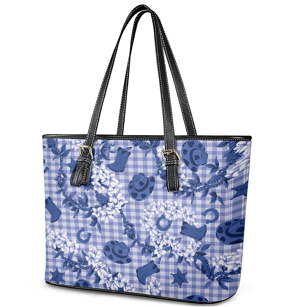 Mokihana Maile Ilima Leis Paniolo Palaka Leather Tote Bag Hawaiian Polu Spirit LT9 - Polynesian Pride