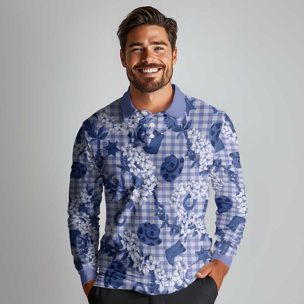 Mokihana Maile Ilima Leis Paniolo Palaka Long Sleeve Polo Shirt Hawaiian Polu Spirit LT9 - Polynesian Pride