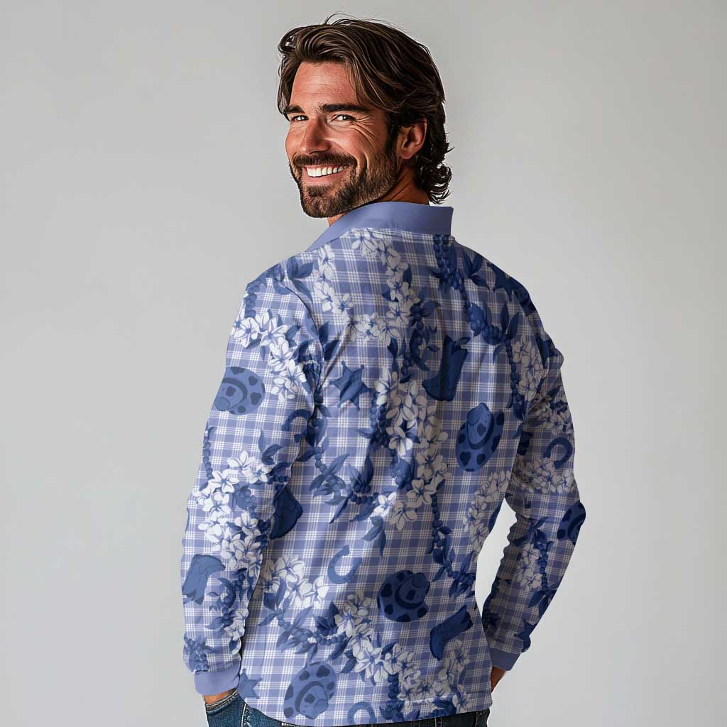 Mokihana Maile Ilima Leis Paniolo Palaka Long Sleeve Polo Shirt Hawaiian Polu Spirit LT9 - Polynesian Pride