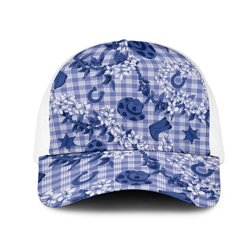 Mokihana Maile Ilima Leis Paniolo Palaka Mesh Trucker Cap Hawaiian Polu Spirit - Polynesian Pride
