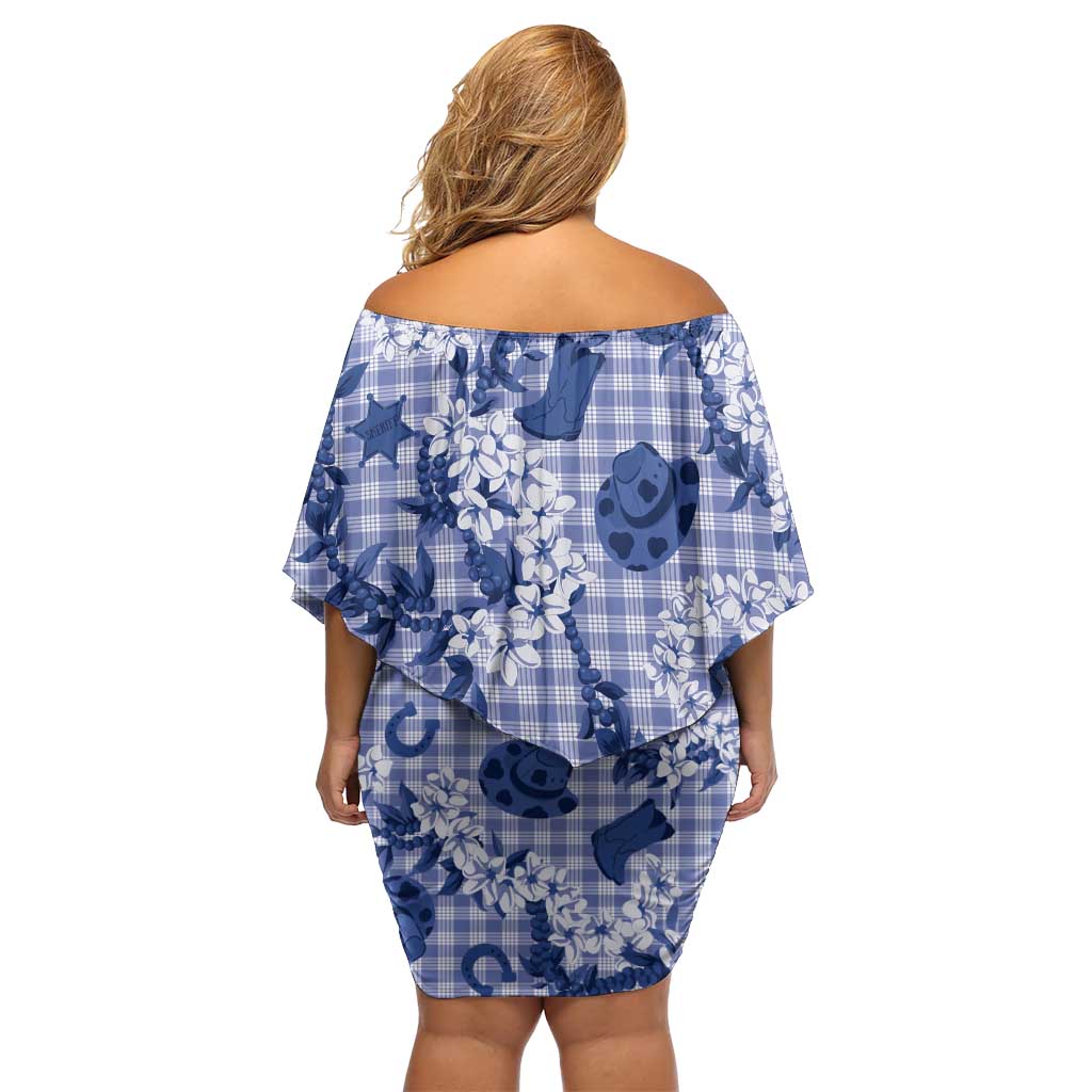 Mokihana Maile Ilima Leis Paniolo Palaka Off Shoulder Short Dress Hawaiian Polu Spirit LT9 - Polynesian Pride