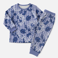 Mokihana Maile Ilima Leis Paniolo Palaka Christmas Pajama Set Hawaiian Polu Spirit LT9 Men Blue - Polynesian Pride