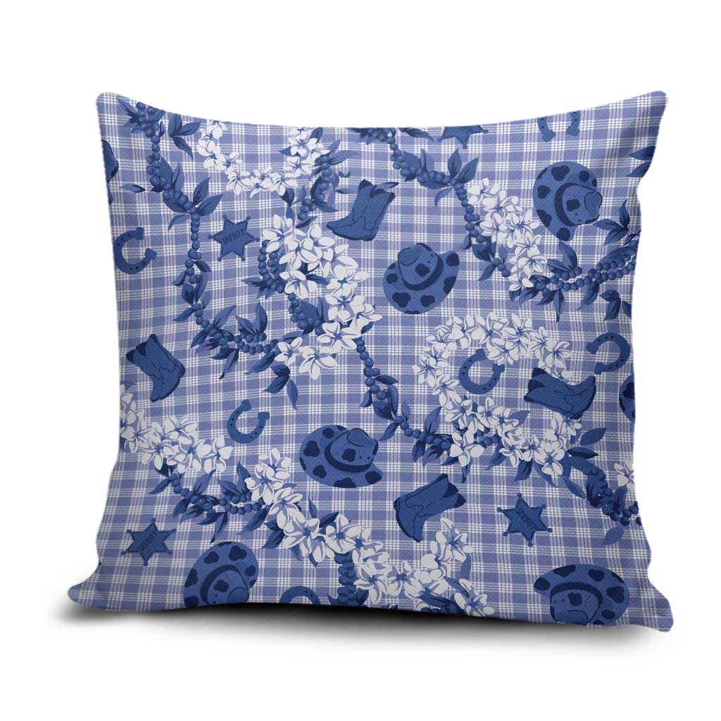 Mokihana Maile Ilima Leis Paniolo Palaka Pillow Cover Hawaiian Polu Spirit LT9 Blue - Polynesian Pride