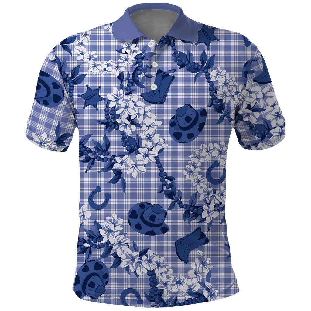 Mokihana Maile Ilima Leis Paniolo Palaka Polo Shirt Hawaiian Polu Spirit LT9 Blue - Polynesian Pride