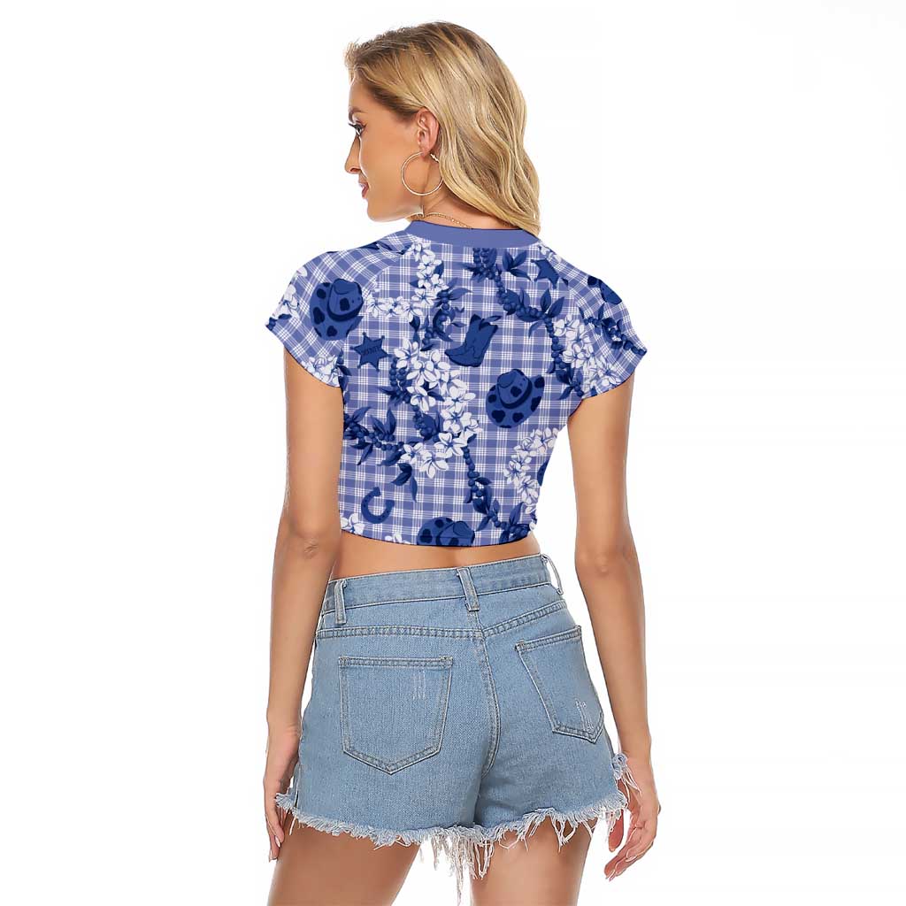 Mokihana Maile Ilima Leis Paniolo Palaka Raglan Cropped T Shirt Hawaiian Polu Spirit LT9 - Polynesian Pride