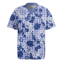 Mokihana Maile Ilima Leis Paniolo Palaka Rugby Jersey Hawaiian Polu Spirit LT9 Blue - Polynesian Pride