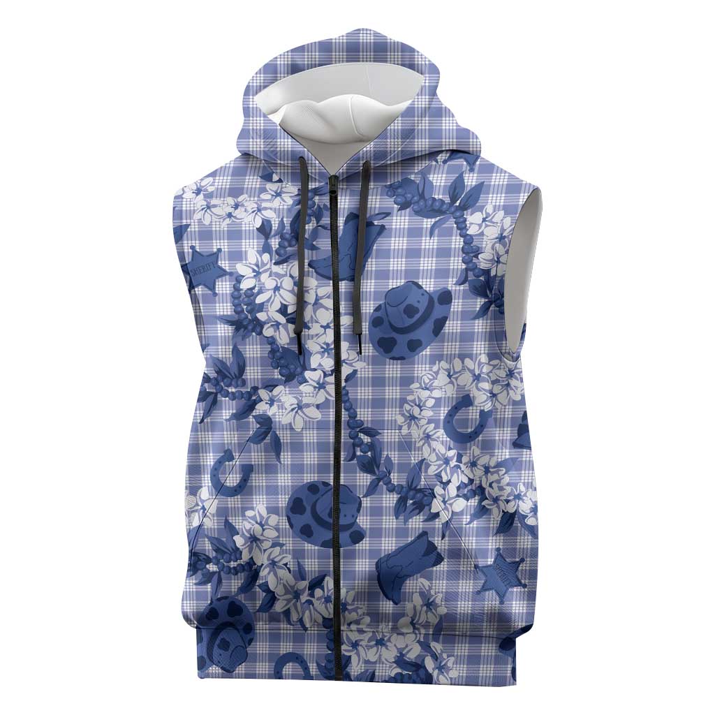 Mokihana Maile Ilima Leis Paniolo Palaka Sleeveless Zip Hoodie Hawaiian Polu Spirit - Polynesian Pride
