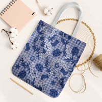 Mokihana Maile Ilima Leis Paniolo Palaka Tote Bag Hawaiian Polu Spirit LT9 White Strap One Size Blue - Polynesian Pride