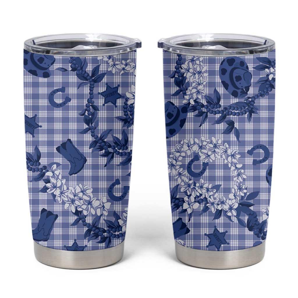 Mokihana Maile Ilima Leis Paniolo Palaka Tumbler Cup Hawaiian Polu Spirit LT9 Blue - Polynesian Pride