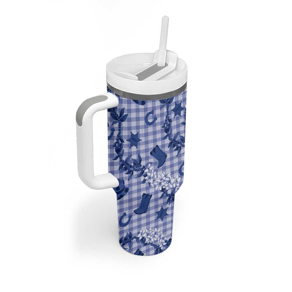Mokihana Maile Ilima Leis Paniolo Palaka Tumbler With Handle Hawaiian Polu Spirit LT9 - Polynesian Pride