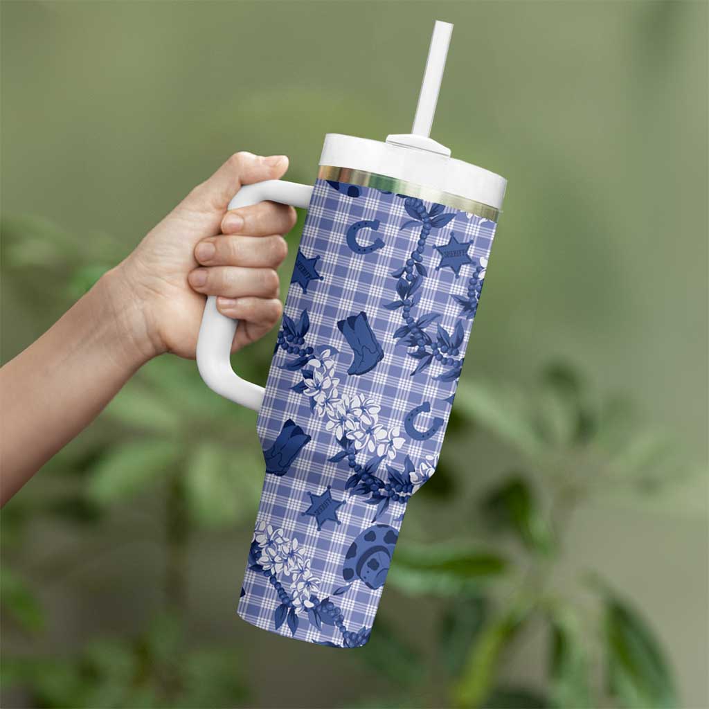 Mokihana Maile Ilima Leis Paniolo Palaka Tumbler With Handle Hawaiian Polu Spirit LT9 - Polynesian Pride