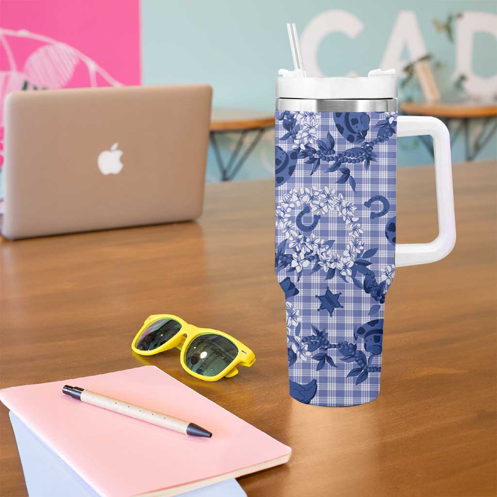 Mokihana Maile Ilima Leis Paniolo Palaka Tumbler With Handle Hawaiian Polu Spirit LT9 - Polynesian Pride