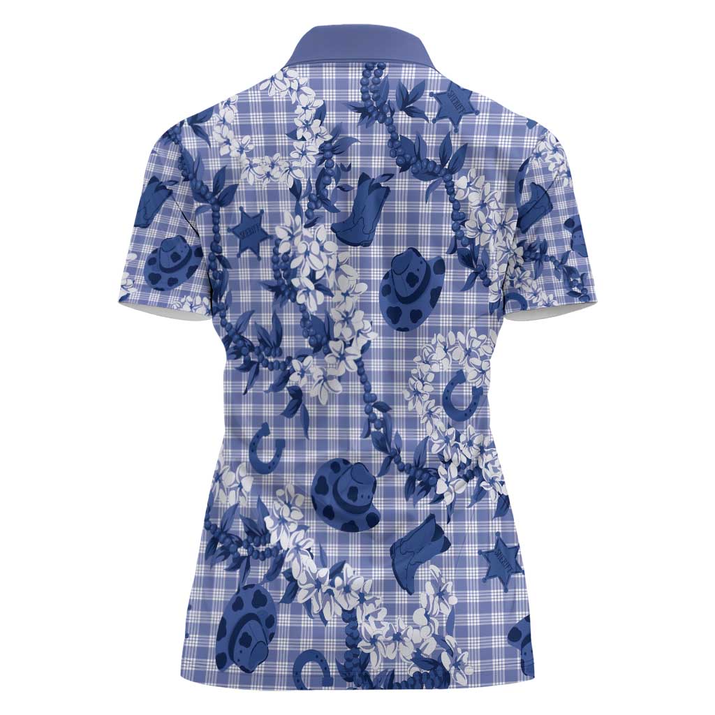 Mokihana Maile Ilima Leis Paniolo Palaka Women Polo Shirt Hawaiian Polu Spirit - Polynesian Pride