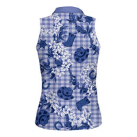 Mokihana Maile Ilima Leis Paniolo Palaka Women Sleeveless Polo Shirt Hawaiian Polu Spirit LT9 - Polynesian Pride