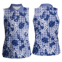 Mokihana Maile Ilima Leis Paniolo Palaka Women Sleeveless Polo Shirt Hawaiian Polu Spirit LT9 - Polynesian Pride