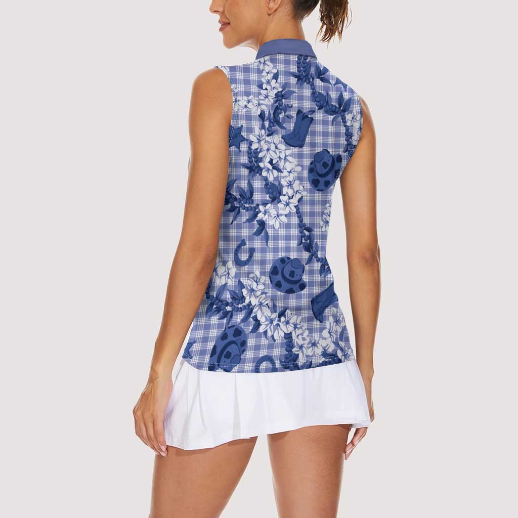 Mokihana Maile Ilima Leis Paniolo Palaka Women Sleeveless Polo Shirt Hawaiian Polu Spirit LT9 - Polynesian Pride