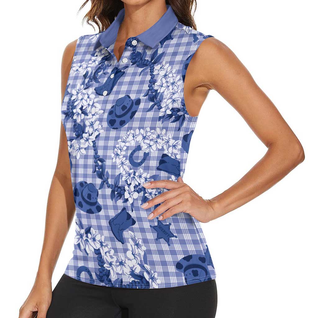 Mokihana Maile Ilima Leis Paniolo Palaka Women Sleeveless Polo Shirt Hawaiian Polu Spirit LT9 - Polynesian Pride