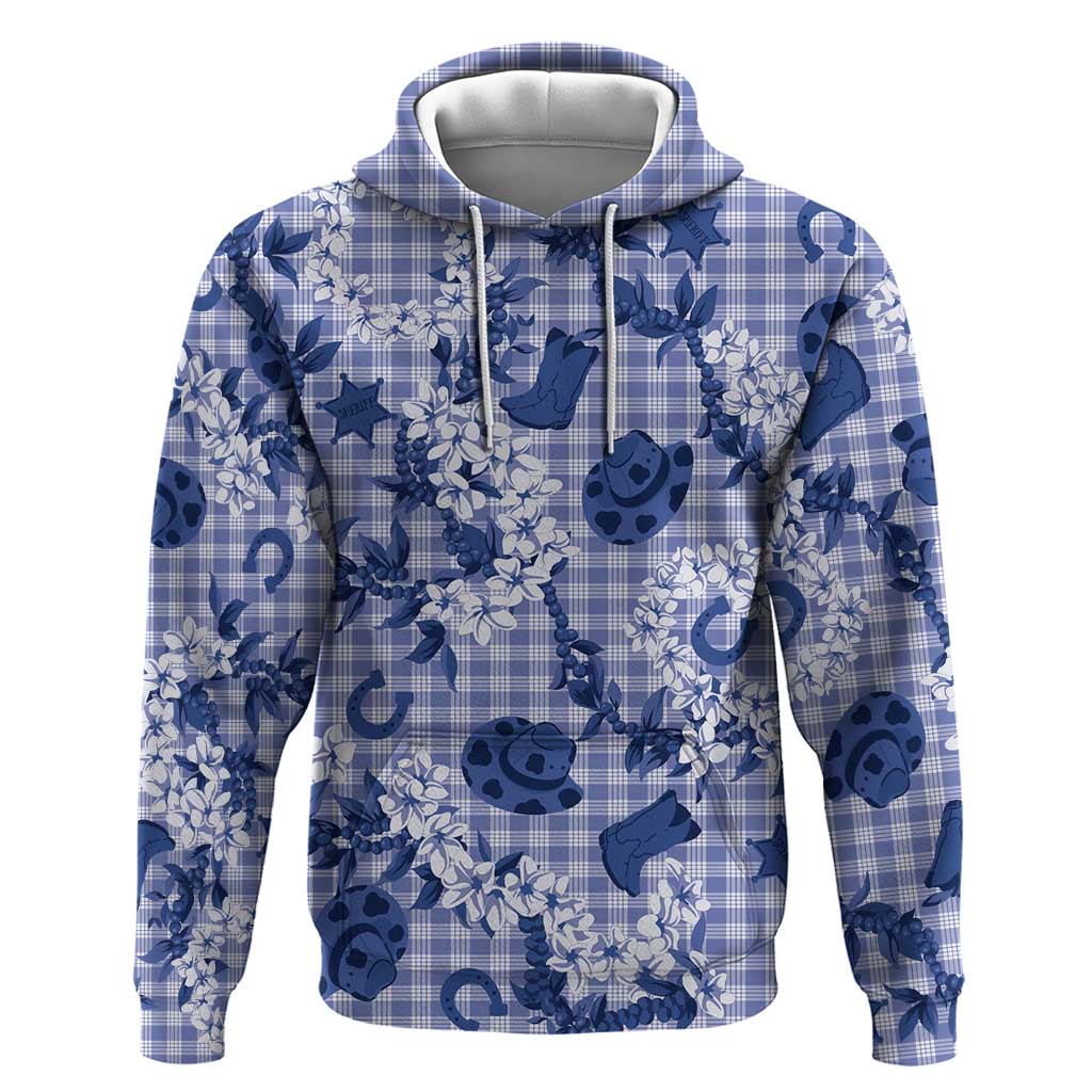Mokihana Maile Ilima Leis Paniolo Palaka Zip Hoodie Hawaiian Polu Spirit LT9 Pullover Hoodie Blue - Polynesian Pride
