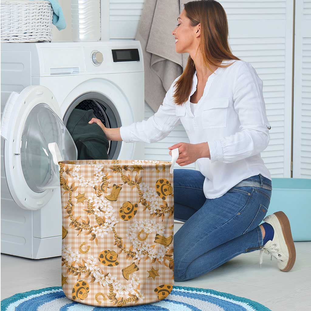 Mokihana Maile Ilima Leis Paniolo Palaka Laundry Basket Hawaiian Kula Spirit - Polynesian Pride
