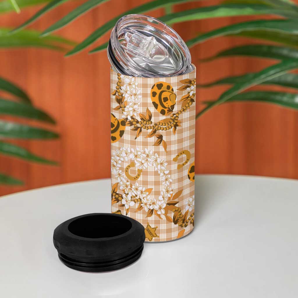 Mokihana Maile Ilima Leis Paniolo Palaka 4 in 1 Can Cooler Tumbler Hawaiian Kula Spirit LT9 - Polynesian Pride