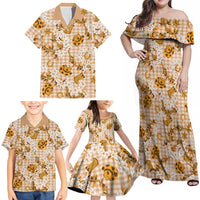 Mokihana Maile Ilima Leis Paniolo Palaka Family Matching Off Shoulder Maxi Dress and Hawaiian Shirt Hawaiian Kula Spirit LT9 - Polynesian Pride