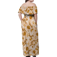 Mokihana Maile Ilima Leis Paniolo Palaka Family Matching Off Shoulder Maxi Dress and Hawaiian Shirt Hawaiian Kula Spirit LT9 - Polynesian Pride